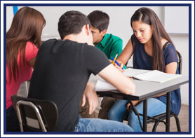 Students work at their desks